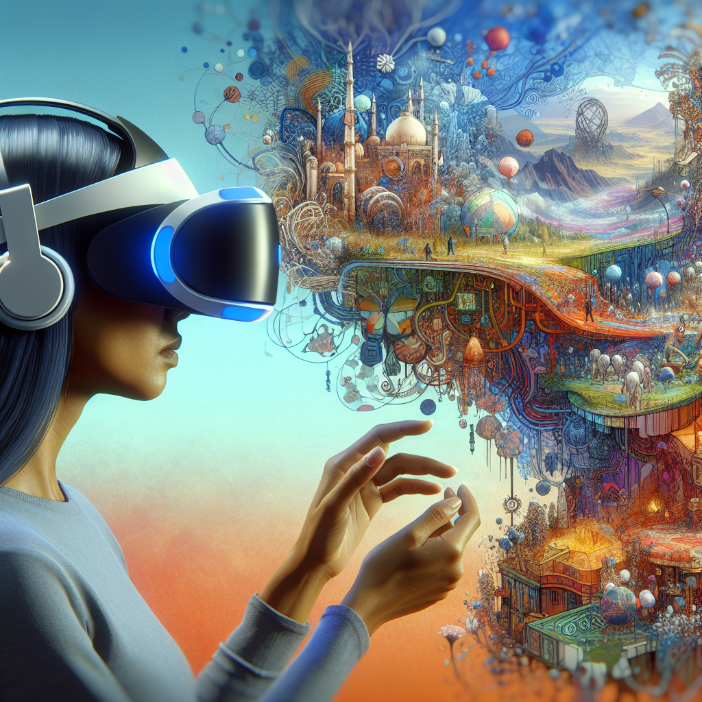 A virtual reality headset user experiencing an immersive game environment.