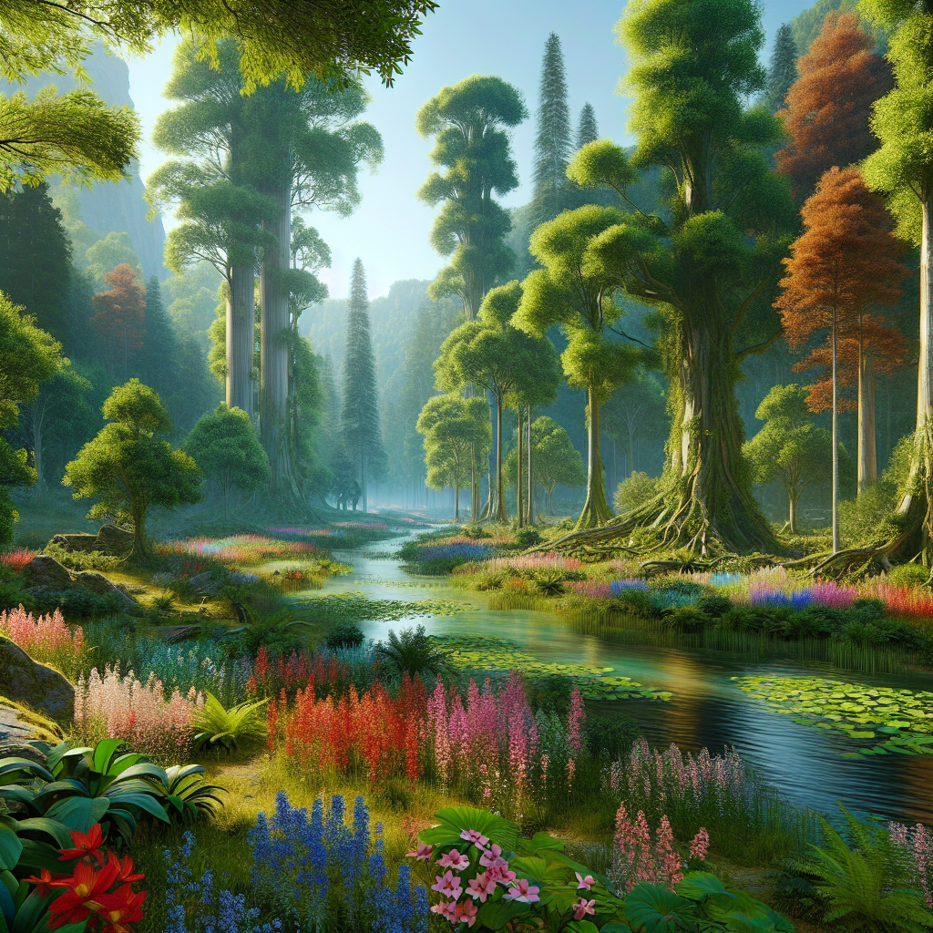A lush forest landscape in a game setting