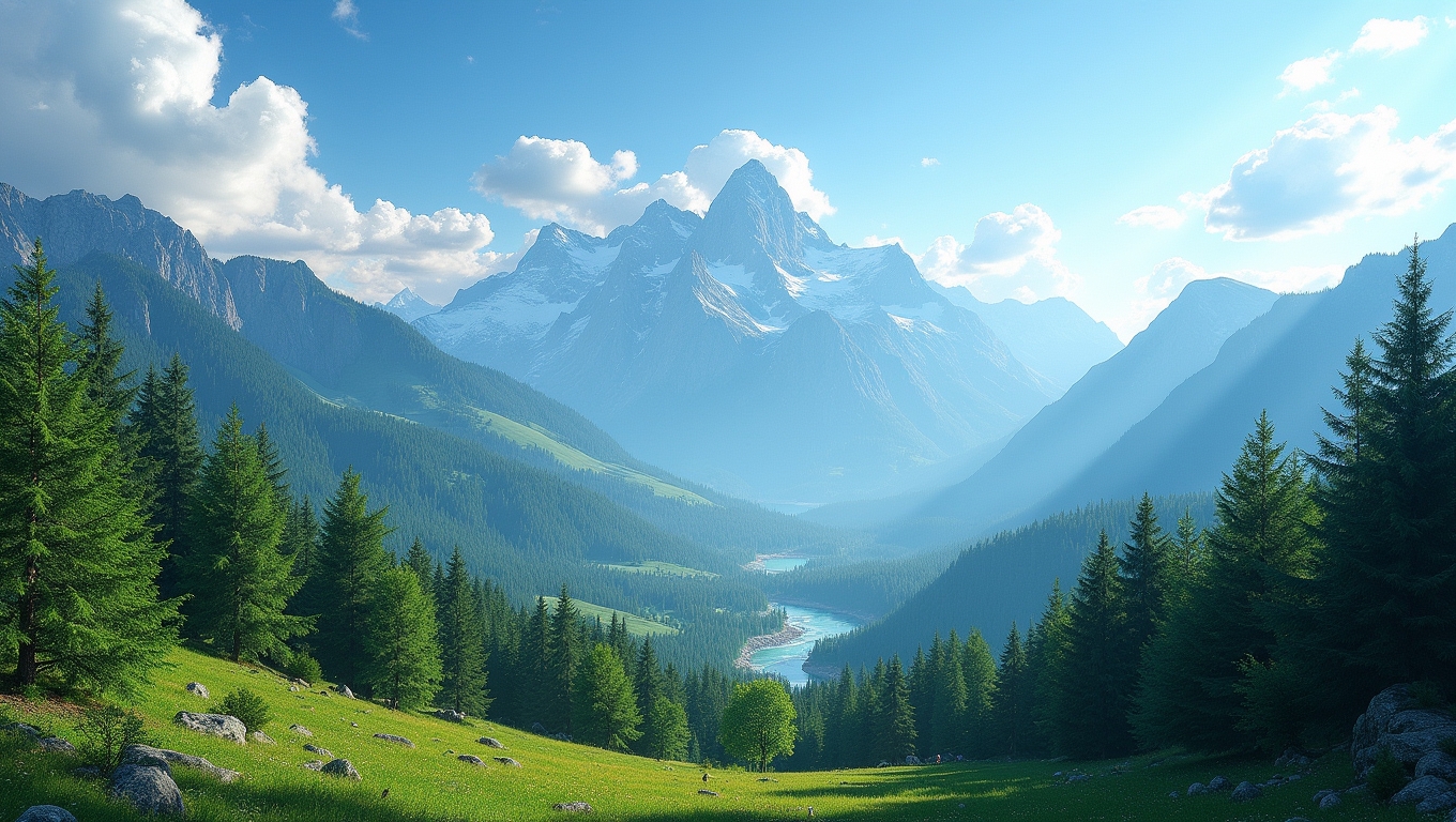 A serene landscape featuring lush forests and mountains, symbolizing nature's influence on gaming.
