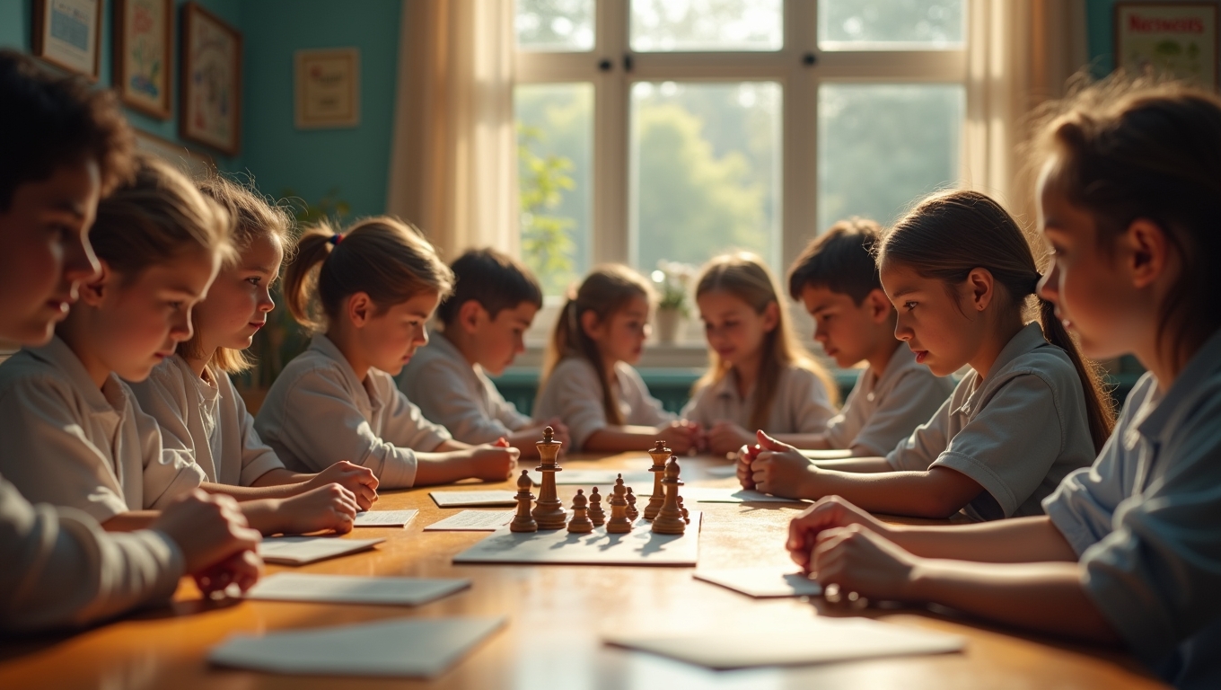 A classroom engaging with historical games.