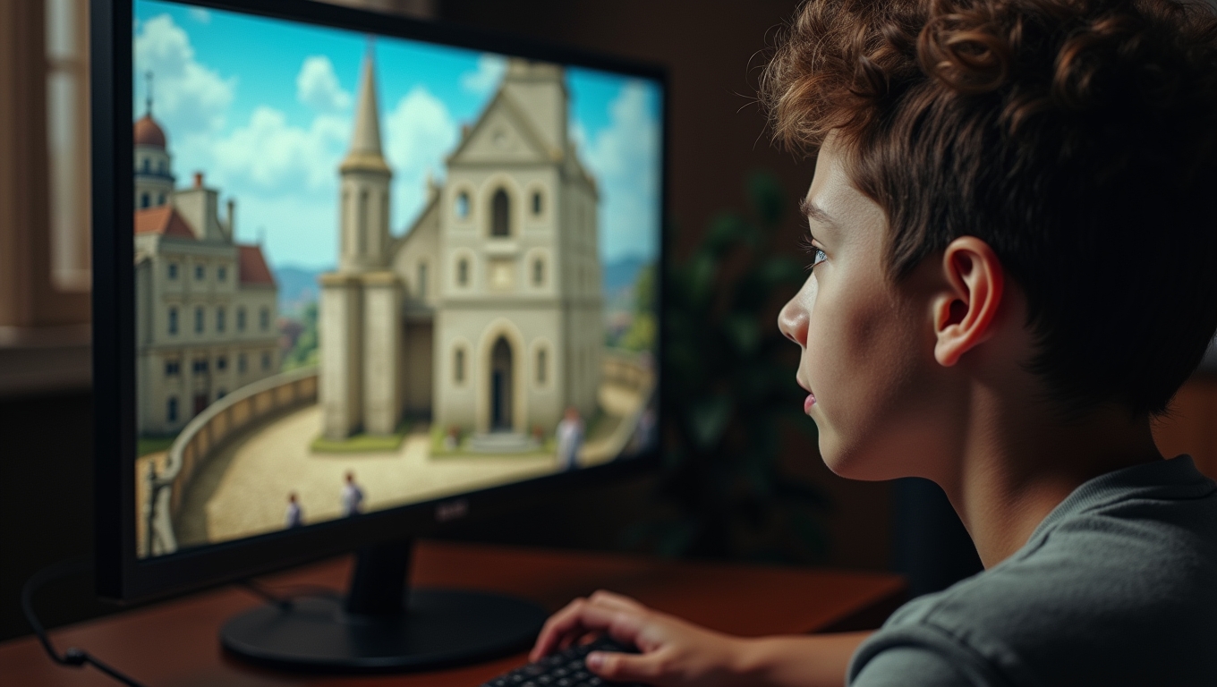 A student experiencing history through a game.
