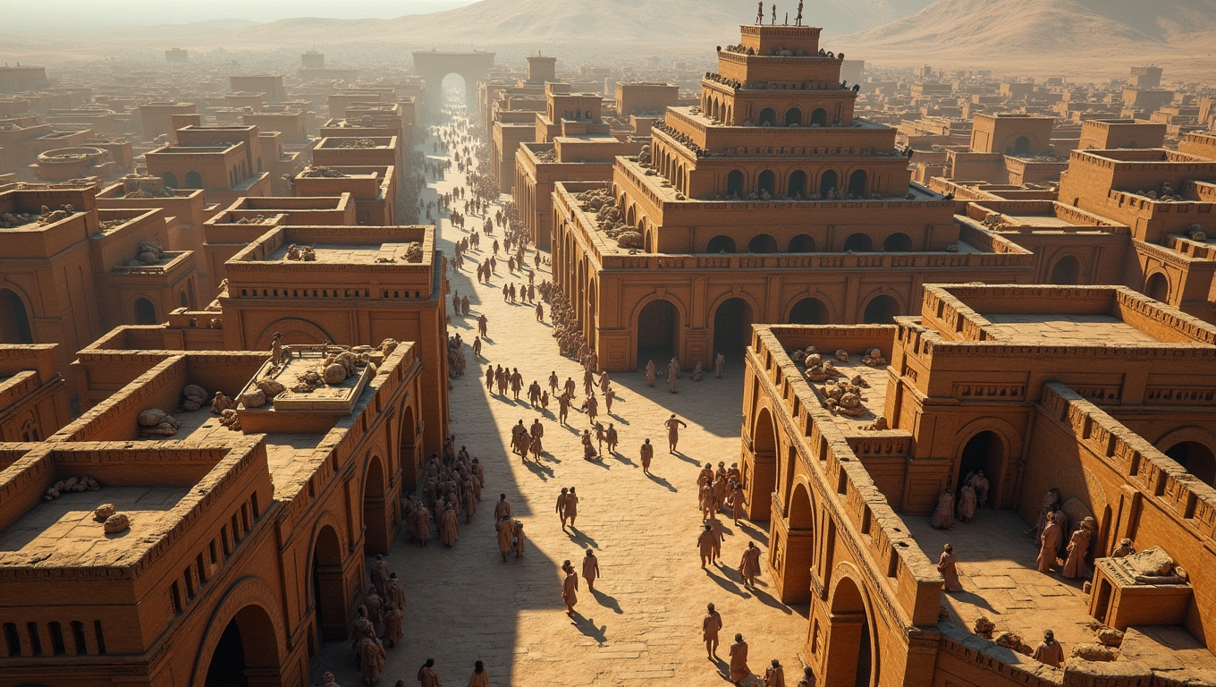 A detailed view of a virtual ancient city