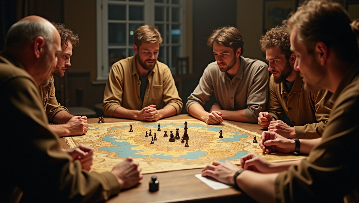 A group of players engaging with a historical game.