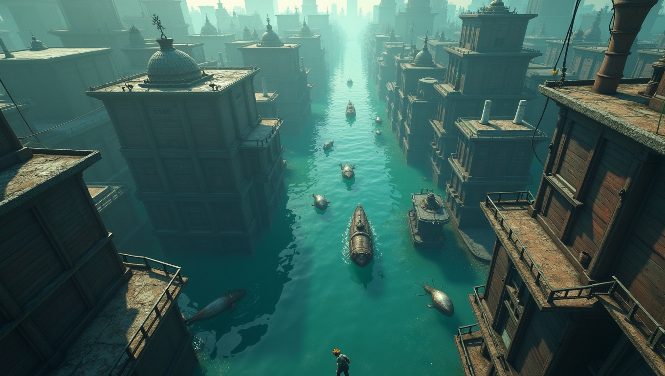 A scene from a conservation-themed video game