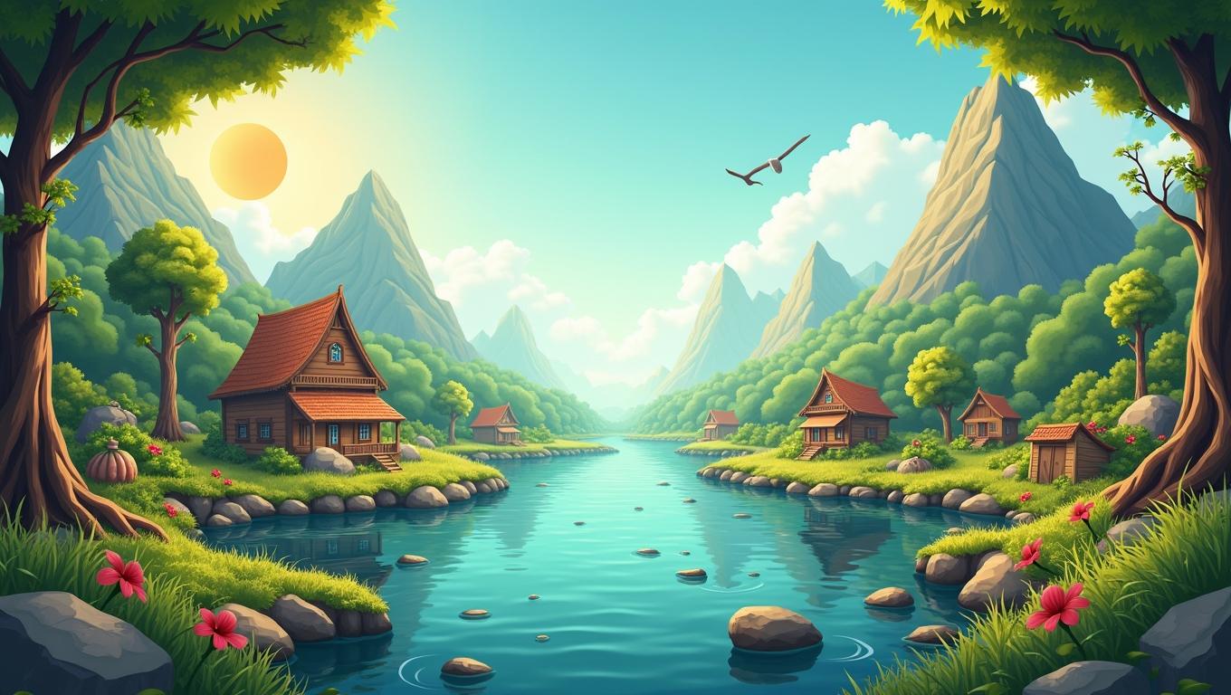 An educational game interface showing ecological concepts