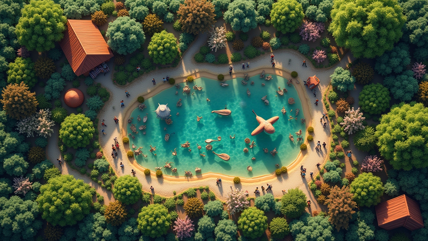 A vibrant ecosystem showcasing various plant and animal species, highlighting biodiversity.