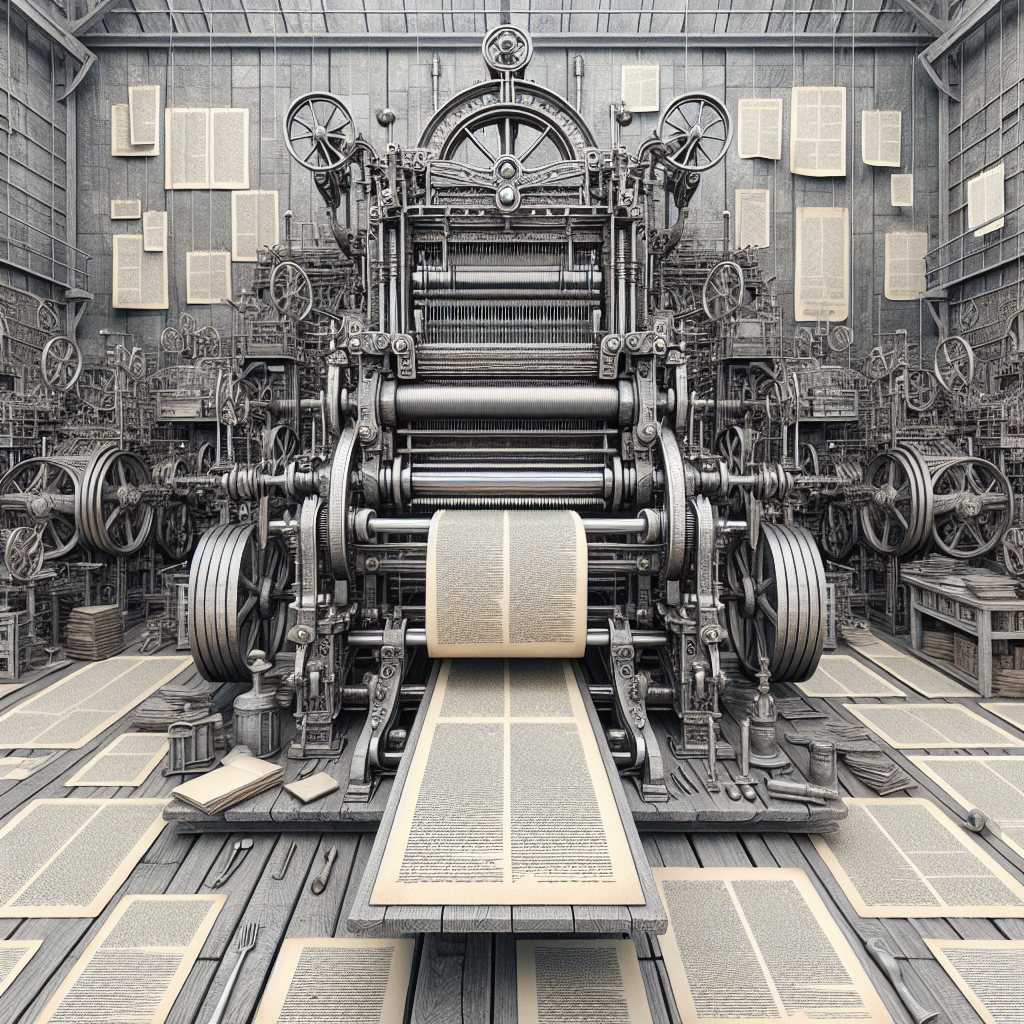An illustration depicting the printing press and its impact on history.