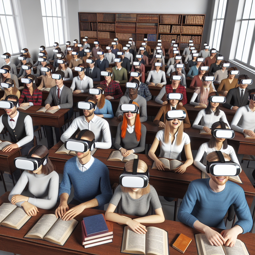 Students engaged in a virtual reality history lesson.