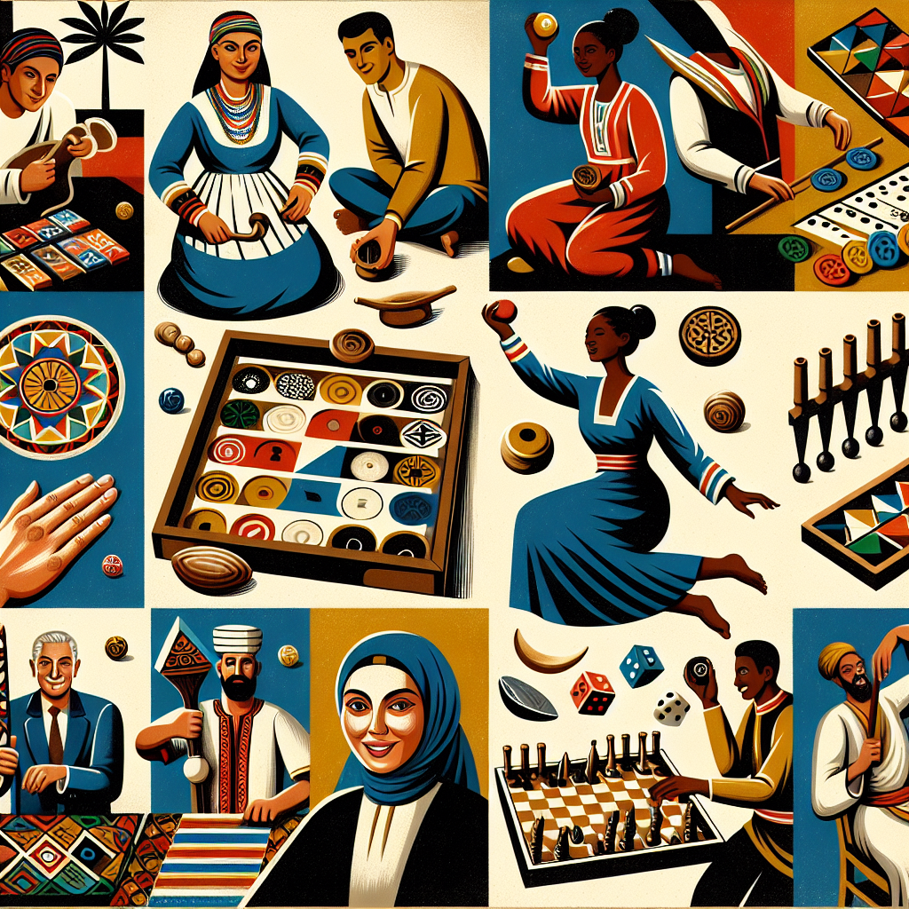 What Role Do Games Play in Cultural Preservation? A collage of traditional games from different cultures.