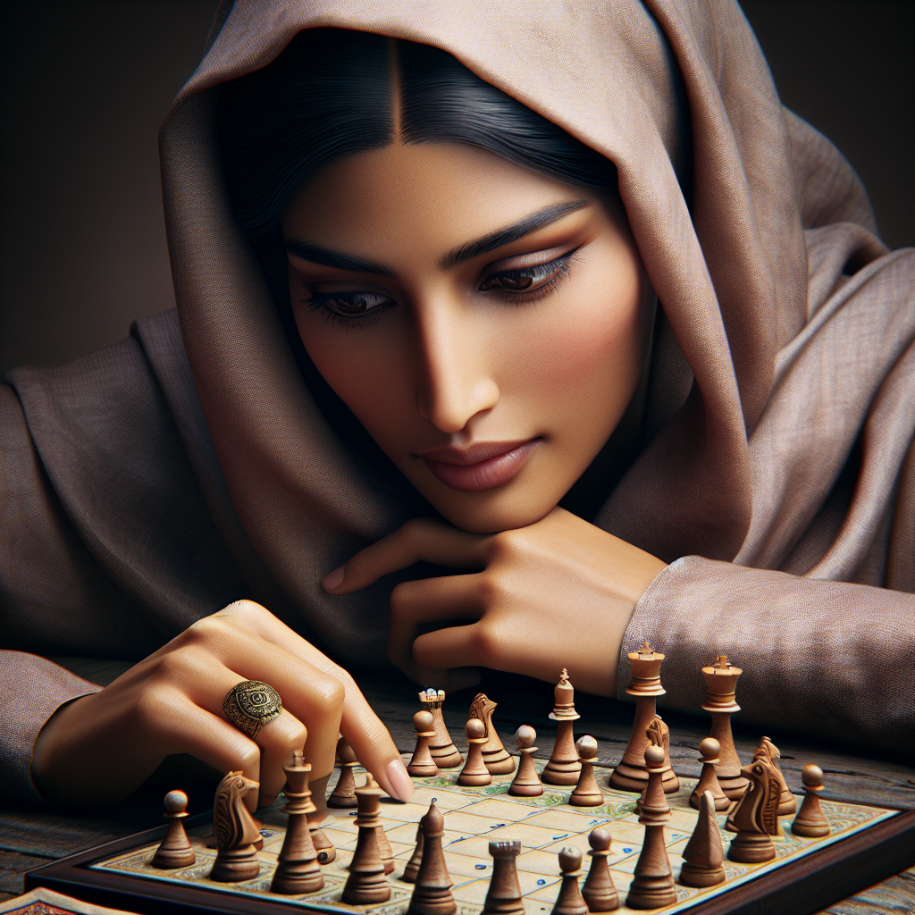 A close-up of a player considering their next move in a strategy game, showcasing concentration.