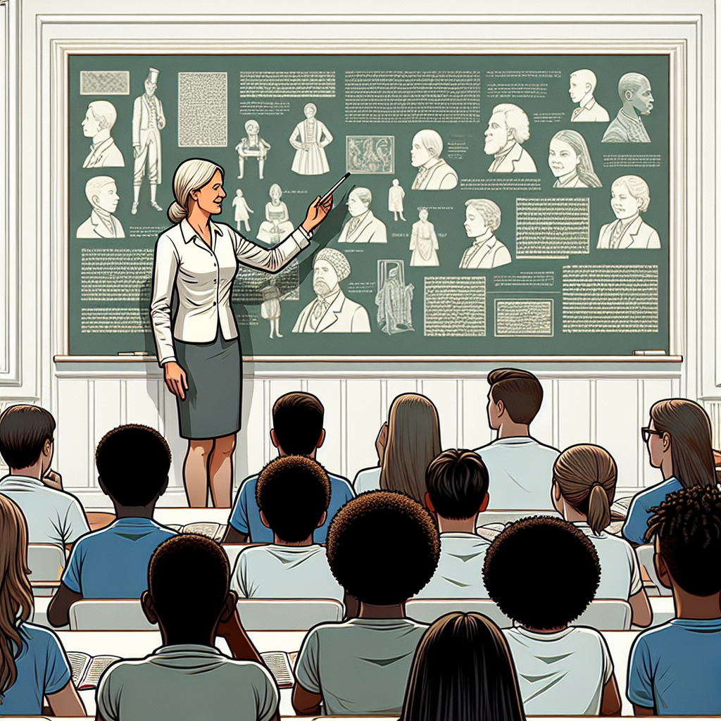 A teacher using technology to teach history.