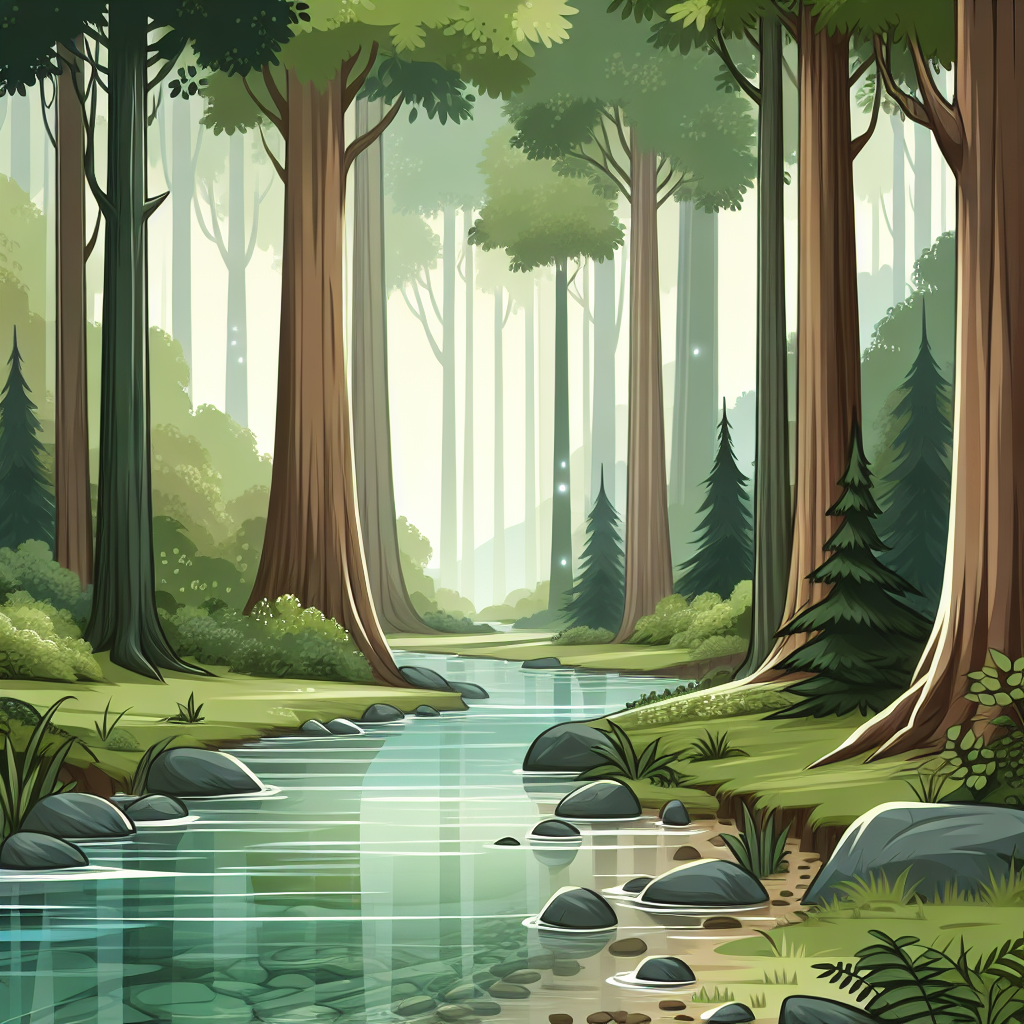 A serene forest scene from a well-known video game.