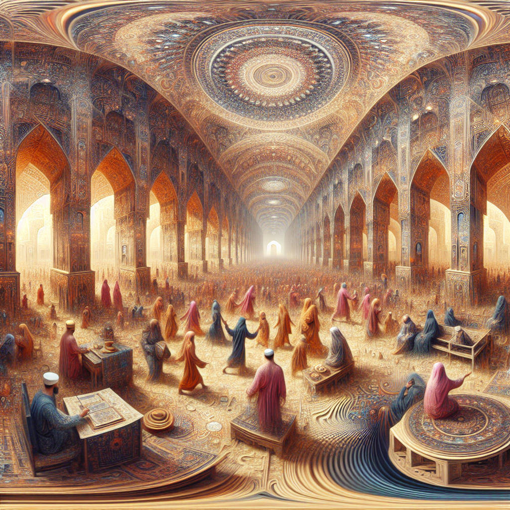 A virtual reality scene depicting an ancient civilization.