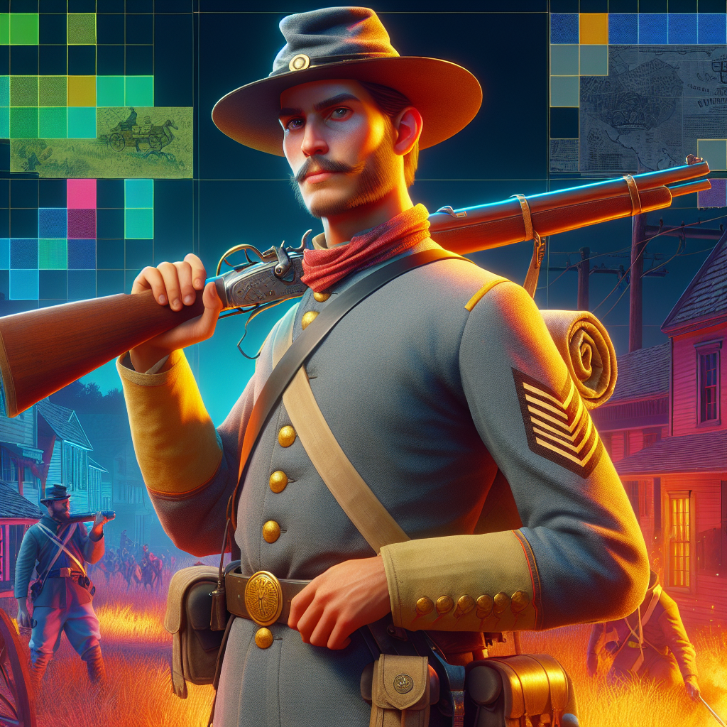 An illustration of a character from a historical event interacting in a game.