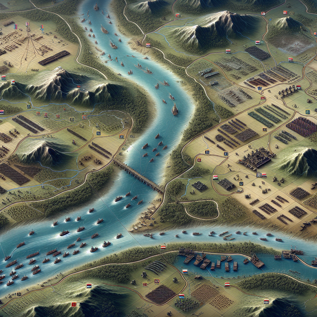 A detailed map of a historical battle in a strategy game.
