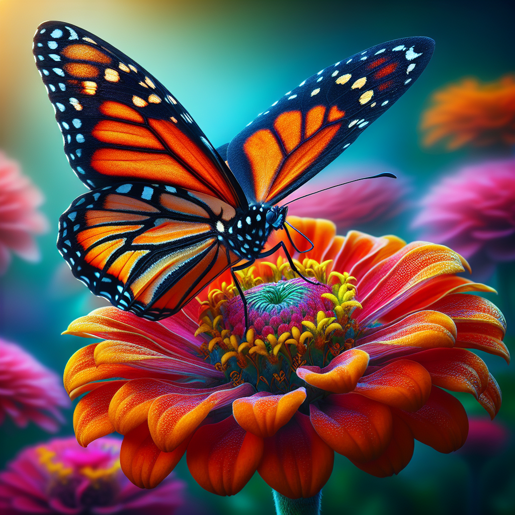 A close-up of a monarch butterfly resting on a flower.