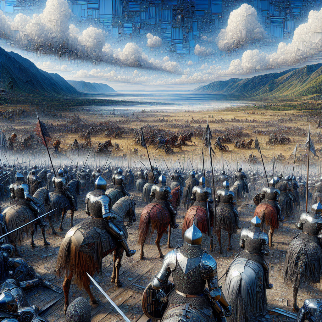 A historical video game scene depicting a medieval battle with realistic details.