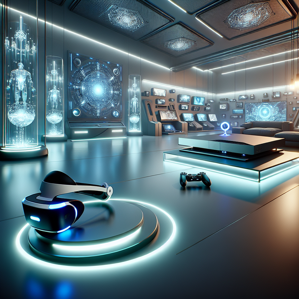 A futuristic gaming setup showcasing AI integration.