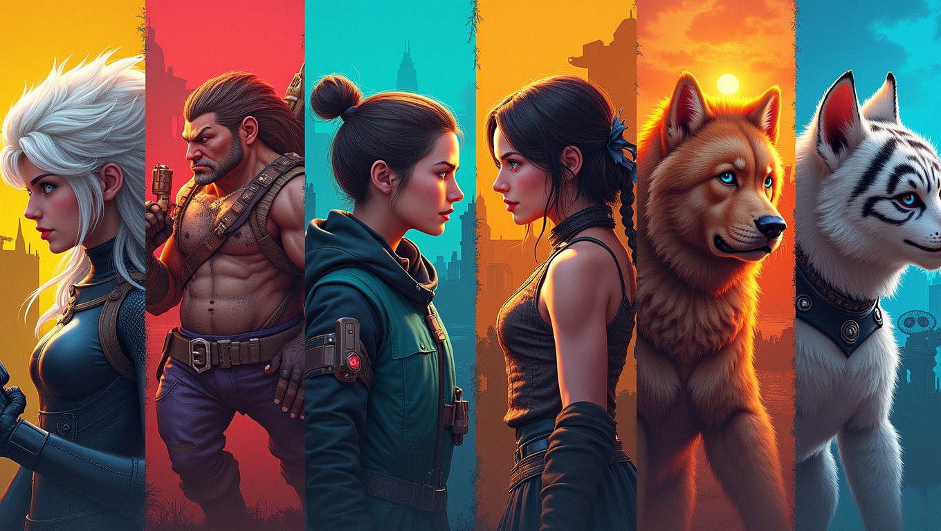 A collage of various video games showcasing diverse characters and narratives.