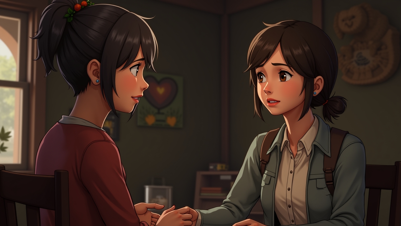 A scene from Life is Strange showing emotional character interactions.
