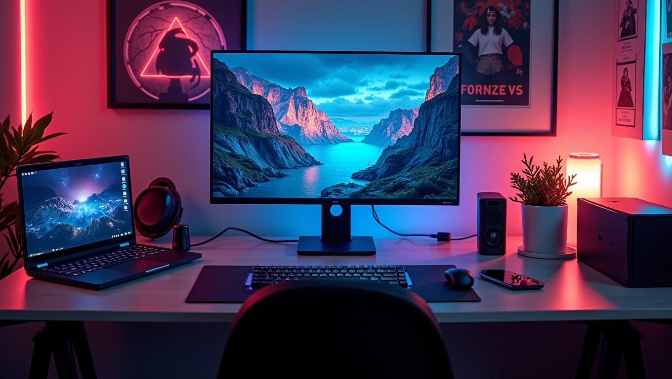 A futuristic gaming setup showcasing advanced technology.