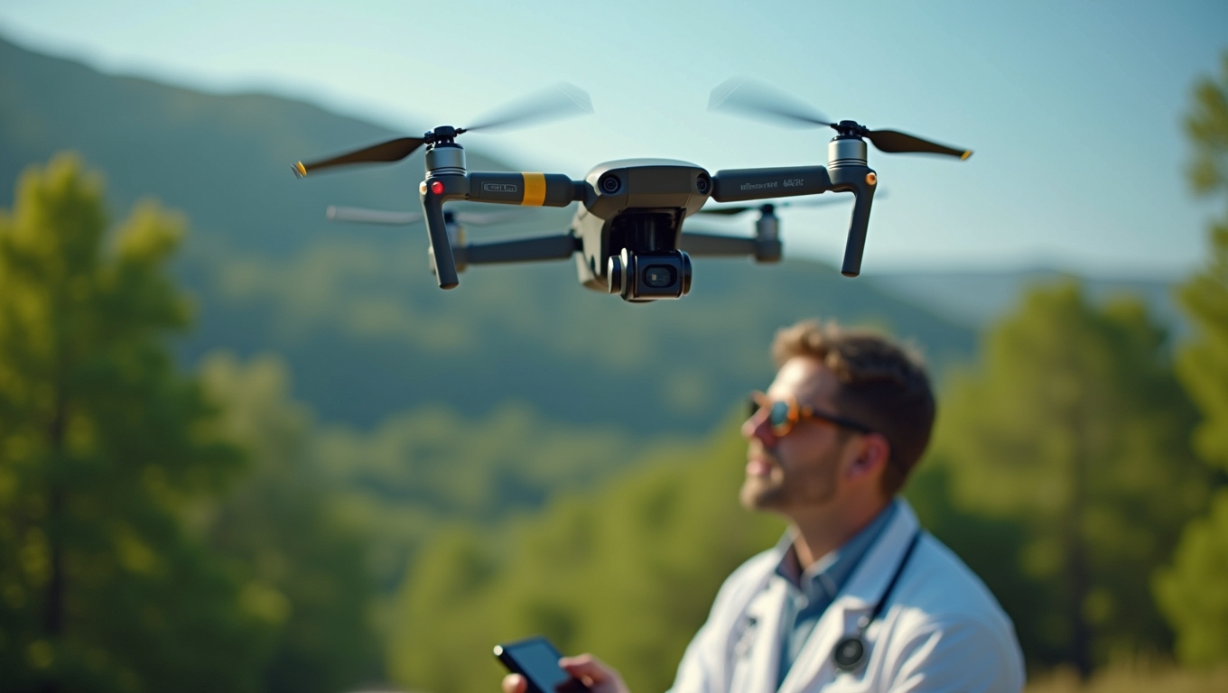 A scientist using a drone for wildlife observation.