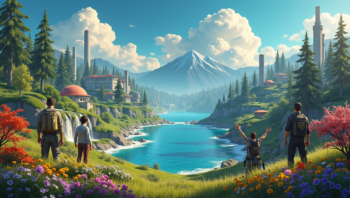 An illustration showing various video games with climate change themes.