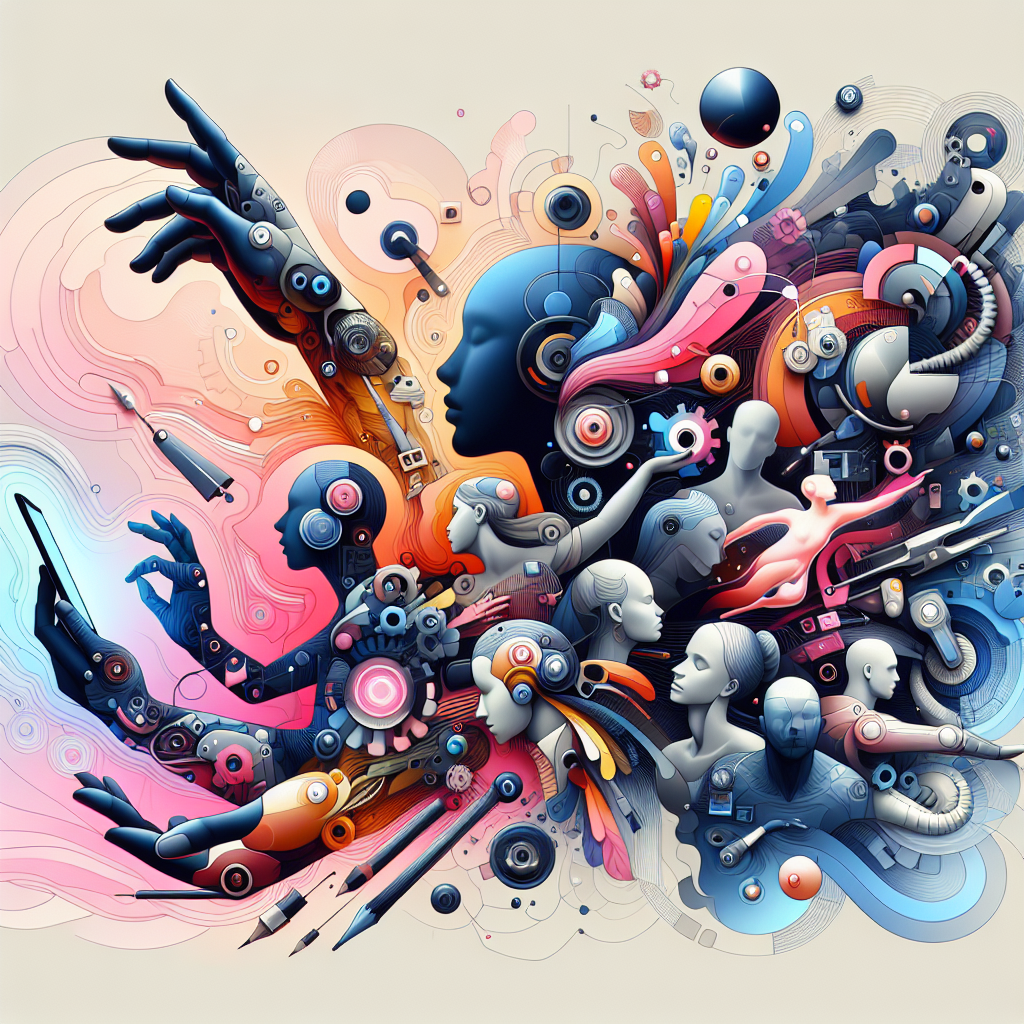 An abstract representation of technology and humanity intertwined.