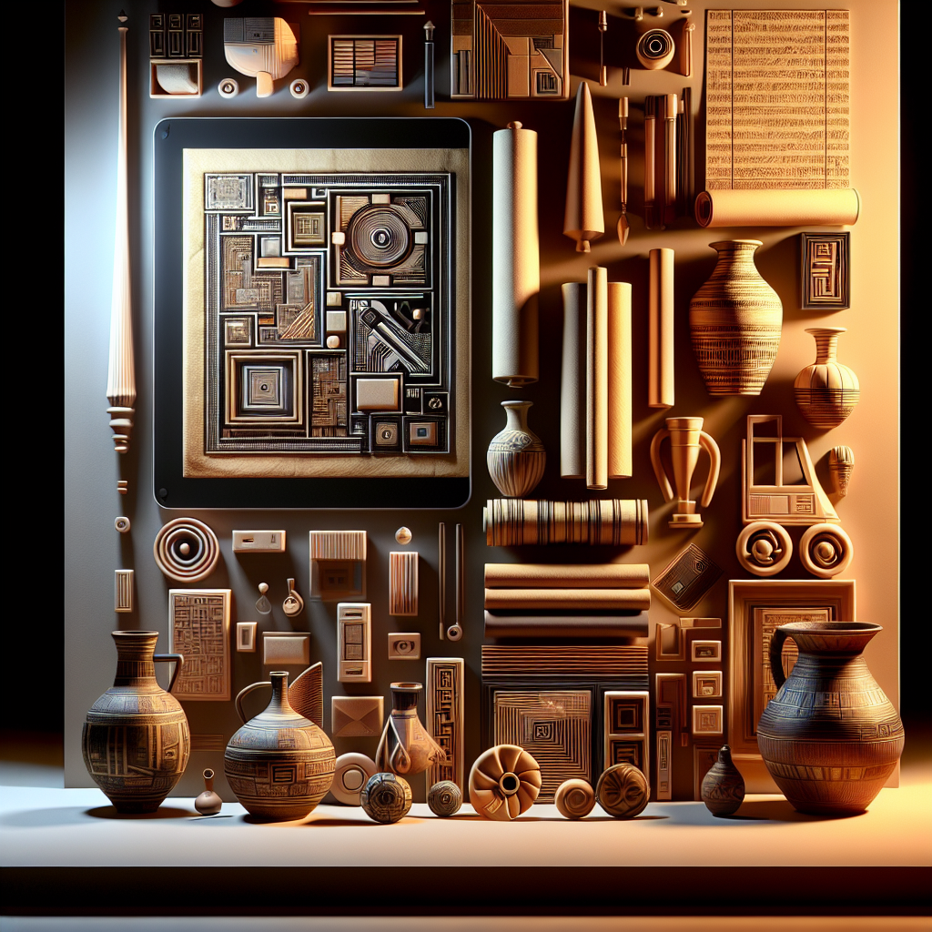 A blend of ancient artifacts and modern technology.