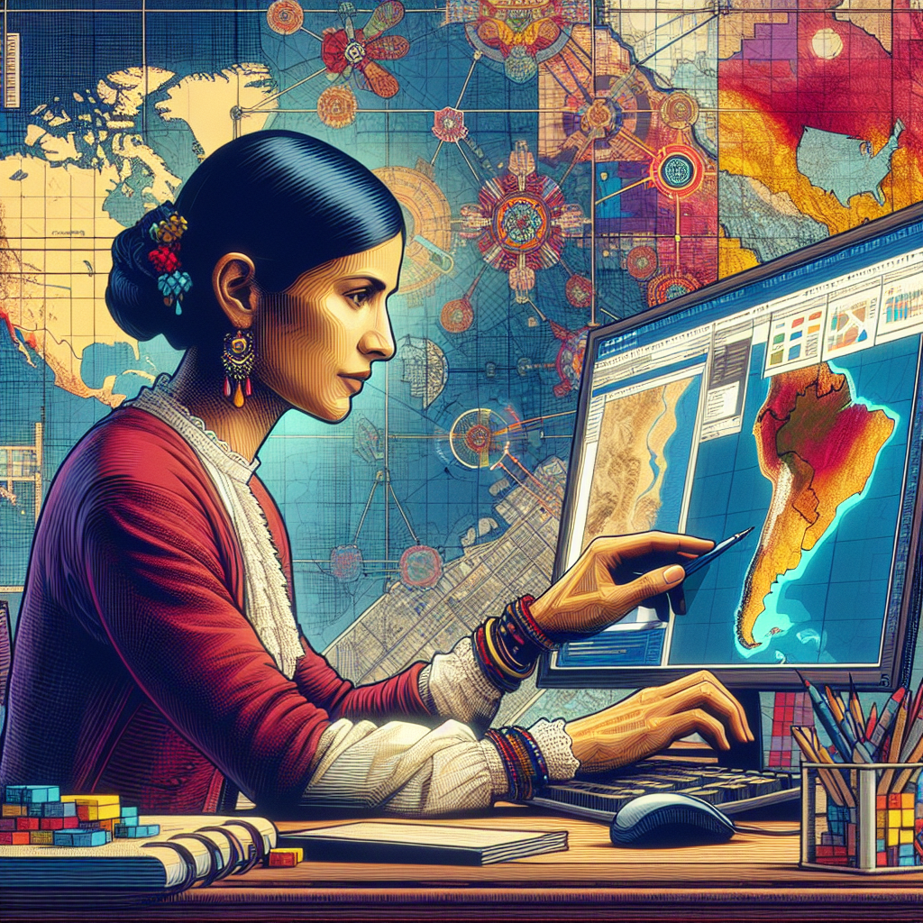 A historian using GIS technology to analyze historical data.