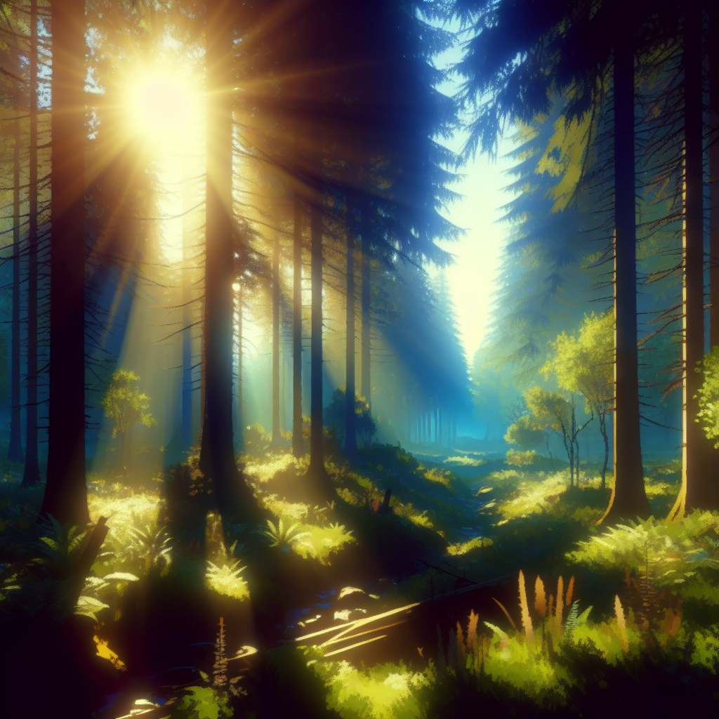 A serene forest scene reflecting creativity and inspiration in game design.