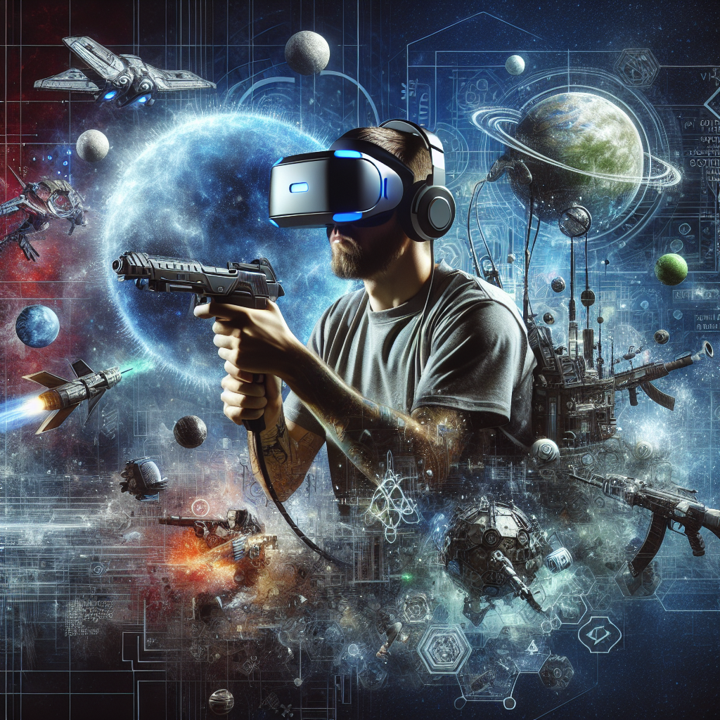 A player wearing a VR headset, immersed in a game environment.