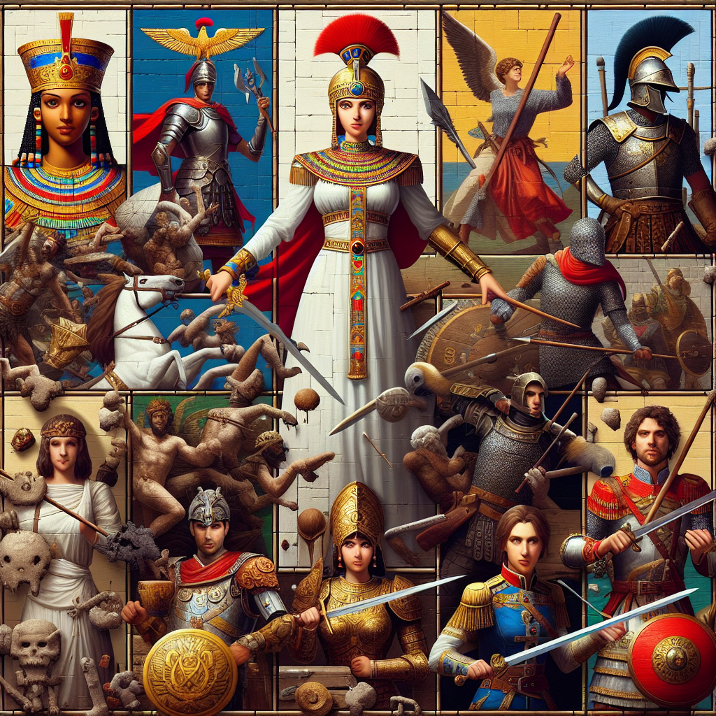 A collage of various historical figures depicted as video game heroes
